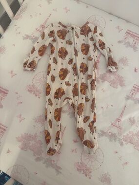 Caden Lane Cream Ribbed Top with Brown & Golden Orange Turkey Print